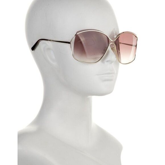 Max Mara Authentic Oversized Silver Frame Tan Pink Lens Sunglasses main image 5